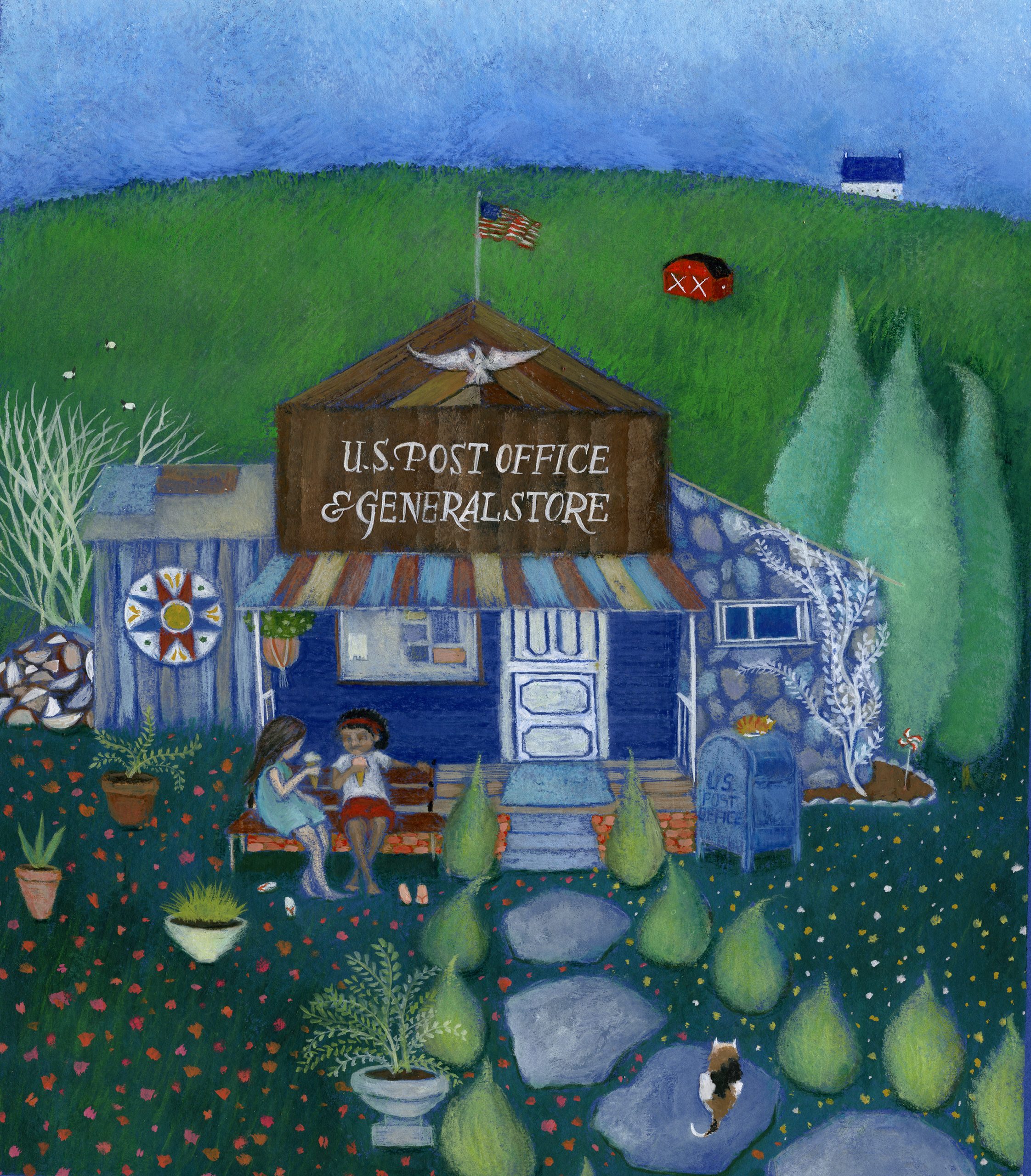 hand drawing of U.S. Post Office and General store